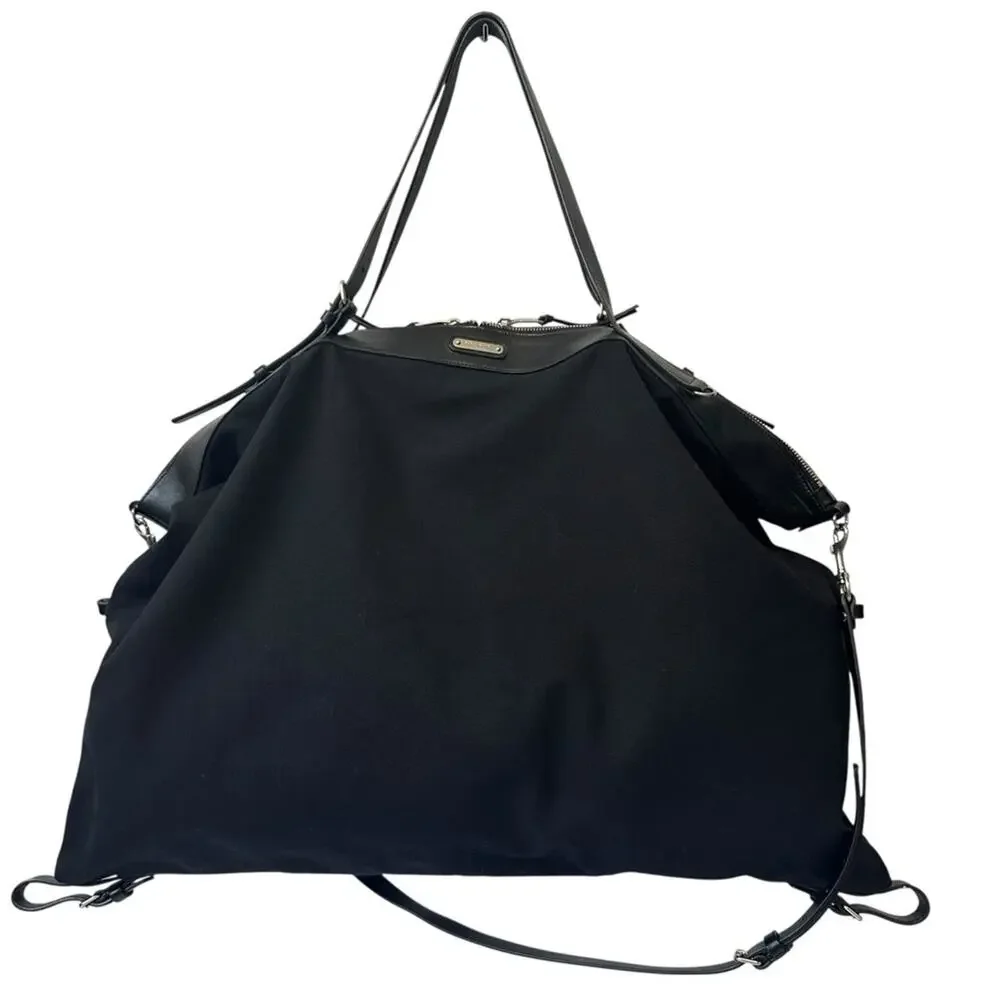 Saint Laurent ID Convertible Travel Duffel Bag Large Black Canvas Leather Trim